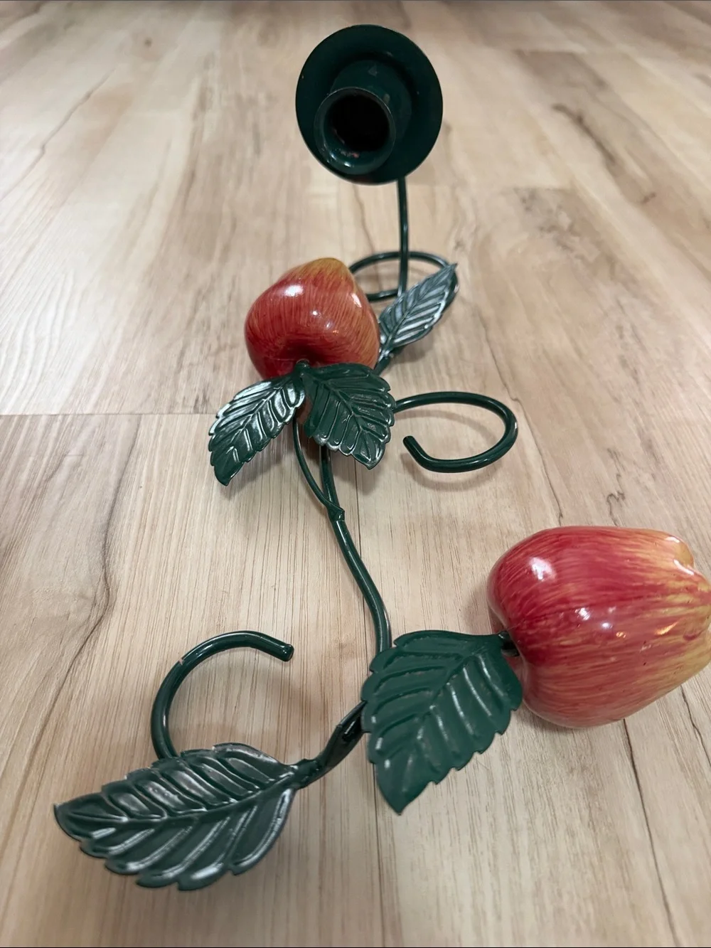 Set of 2 Vintage Apple Wall Candle Sconces Farmhouse Kitchen Country Cottage